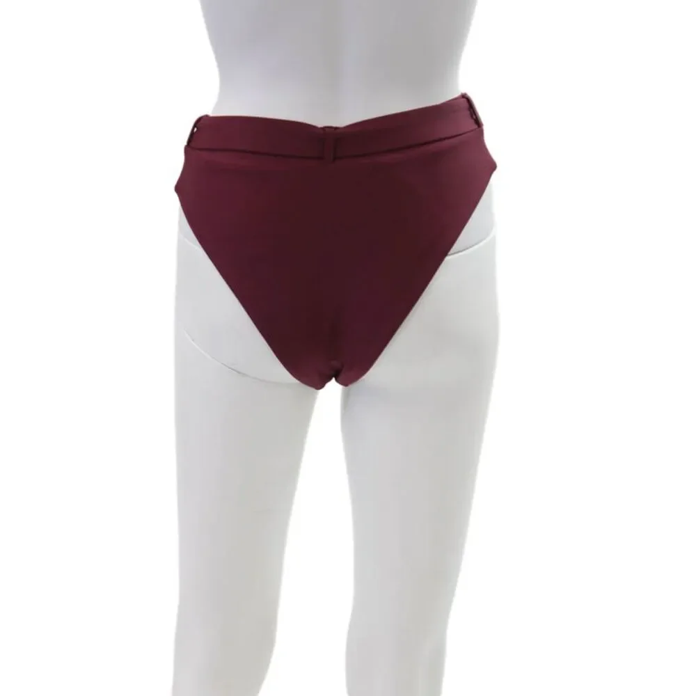 Juillet Womens Swimwear Stretch Belted High-Waisted Bikini Bottom Red Size S
